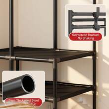 1pc 2-Tier Coat Rack, Integrated Shoe And Hat Storage Rack, Thickened Steel Tube Sturdy Clothing Hanging Rack, Bedroom Entryway Freestanding Clothing Storage Rack, Thickened Metal Steel Tube, Freestanding Integrated Coat Rack, Matte Black - Multicolor - View 2