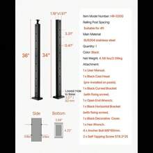 Cable Railing Column 36x1x2 Inch For Deck Stair Balcony, Pre-Drilled Pickets Mounting Bracket Railing Kit Black Finish Heavy Duty Metal Support 1-Pack-XY73576 - Multicolor - View 8