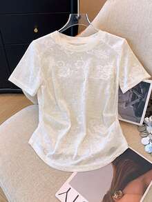Women's Casual Minimalist Fresh Daily Commute Versatile Lightweight T-Shirt Summer - Beige - View 1