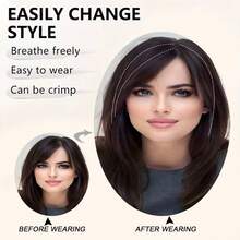 10 Inch Long Bob Wig, Middle Part With Side Bangs, Synthetic Hair Extensions With BB Clips - Multicolor - View 5