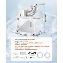 Trituradora de hielo comercial de 300 kg/h, máquina eléctrica para granizados de 350 W con 4 cuchillas, máquina de hielo raspado de acero inoxidable de 1400 RPM con depósito de hielo triturado de 41 litros, para restaurantes familiares y bares, color blanco. - Blanco - Ver 7