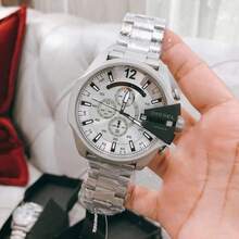 Diesel DZ4501 Men Silver Blue Chronograph Watch Steel Band 100M Waterproof Industrial Quartz Wristwatch - one-size - View 8