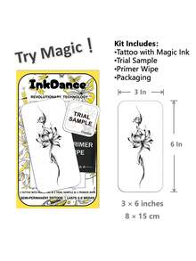 1 Set "Lotus" New Technology Tattoo Sticker, Semi-Permanent Ink Style, Elegant & Sexy Temporary Tattoo, Waterproof Long-Lasting Realistic Design, Plant-Based Formula, InkDance Ink Dance, Gift D018 - Black - View 3