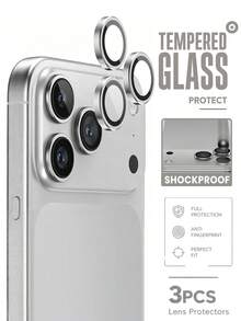 3pcs - Silver 17 Pro Max/ 17 Pro Camera Lens Protector - Durable Tempered Glass With Aluminum Ring, Ultra Clear, Easy Installation, Phone Accessories, Compatible With Phone Cases - Silver - View 28