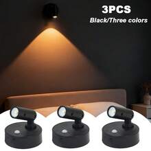 LED Rechargeable Wall Lamp, Magnetic Spotlight, Painting Light, Night Light, Bedside Reading Light, Eye-Care Bedroom Night Light, Dimmable, Wireless No-Drill, 360° Rotating Touch Control, Rechargeable Battery - Black - View 12