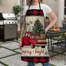 Christmas Tree Pattern Printed Apron, Unisex Fashionable Home & Workwear, Cooking Kitchen Apron, Durable & Easy To Clean, BBQ Apron, Washable & Reusable, Kitchen & Restaurant Supplies, Work Apron, Party Apron, Suitable For Kitchen, Restaurant, Cooking, Baking, Gardening, Painting, New Year Gift - Multicolor - View 5