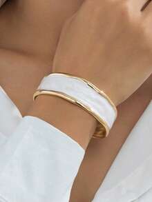 1 pieza Brazalete de acero inoxidable esmaltado con abertura, joyería de brazalete de acero inoxidable de unicolor clásico de moda - Multicolor - Ver 1
