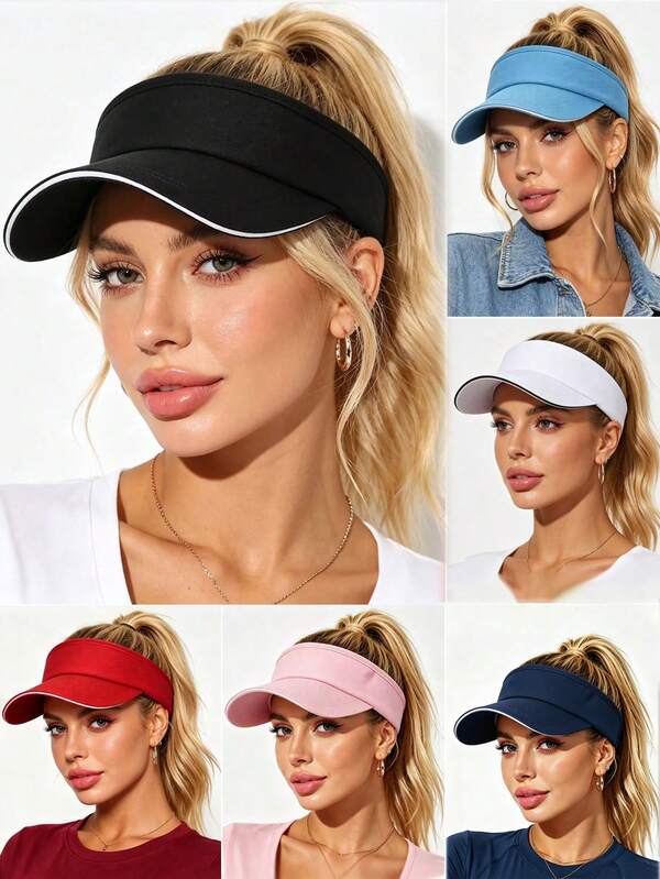 1/2pcs Women's Summer Outdoor Sports Ponytail Sun Hat, Foldable Portable Beach Hat, Suitable For Outdoor Sports, UV Protection