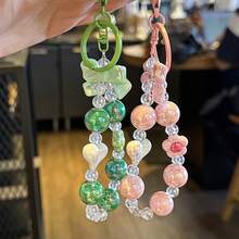 Sweet Bow & Heart Beaded Phone Chain, Multi-Color Dreamy Transparent Bead Wrist Strap, Detachable Phone Charm, Suitable For Phone Case & Bag Decoration, Sold Individually - Multicolor - View 5