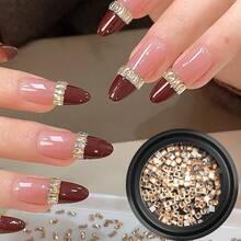 Flat-Bottomed Square Rhinestone Nail Art Accessories: Transparent Gold And Silver Square Flat Rhinestone Nail Decorations, Super Sparkly Nail Embellishments, Mini Rhinestones, Nail Art Designs Suitable For Women. Nail Charms - Multicolor - View 5
