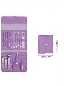 4/16Pcs Manicure Grooming Set, Stainless Steel Nail Care Kit With Storage Pouch, Portable Personal Hand & Foot Beauty Tools For Travel & Gift - Multicolor - View 3