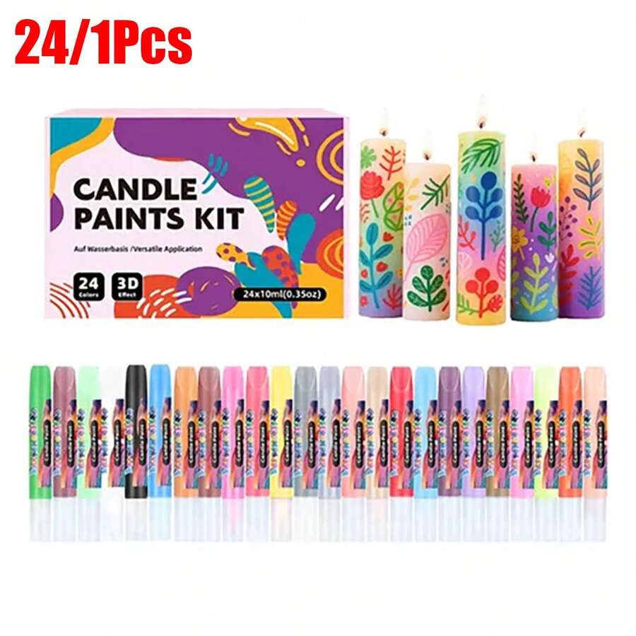 24/1 Color Candle Ink Pen, High Adhesion 3D Thread, Suitable For Glass, Fabric And Candle Coloring