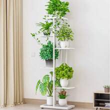 1pc Iron Flower Stand, Black, White Minimalist Fashion Plant Rack, Living Room, Balcony Decoration Shelf, 4-8 Layers Multi-Tier Storage Rack, Multi-Functional Storage Rack - Black - View 4