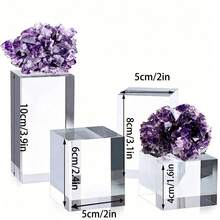 4pcs Acrylic Display Stands, Figurine Display Racks, Transparent Desktop Jewelry Perfume Display Storage Racks, Suitable For Crystal Caves, Rocks, Small Collectibles Display Blocks - one-size - View 5