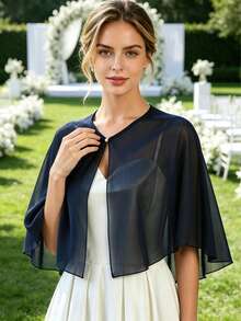 1pc Women Short Chiffon Wrap, Versatile Thin Shawl Cape, Lightweight Summer Cardigan For Dress Outfit - Chiffon Cardigan Shawl - View 8