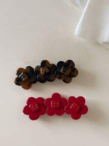 2pcs Fashionable High-End Acetate Leopard Print Flower Hair Clips For Bangs And Loose Hair, Versatile And Exquisite - Multicolor - View 3