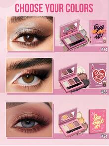 Misslyn 1件 EYE Want It 3色眼影套組，附鏡子與刷具，霧面亮片閃粉高顯色，質地柔軟易暈染，Y2K派對海灘旅行妝容，新年禮物，情人節禮物 - 34 SUNSET VIBES - 查看 7