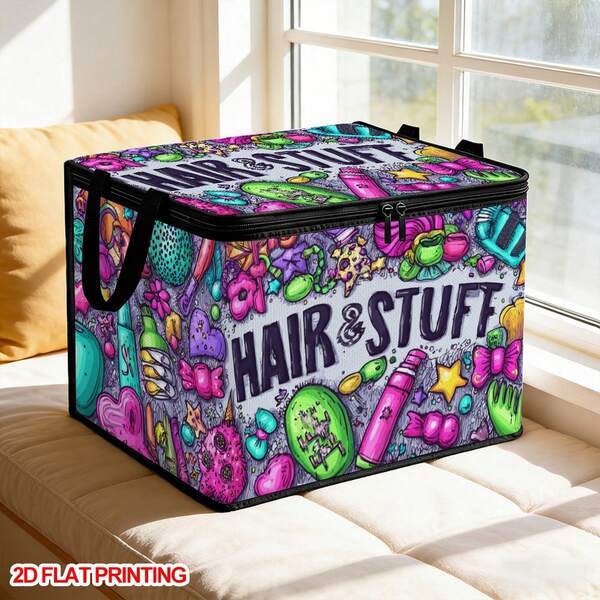 Single Pack, Brightly Colored Hair Accessory Storage Basket With Sturdy Lid And Zipper, Foldable Storage Bag, Suitable For Blanket Storage, Bathroom Organization, All-Season Solution, Perfect For Gifts And Wardrobe Storage, Shelf Basket.