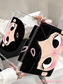 卡通女孩圖案平板保護殼，相容 iPad 9.7/10.2/10.5/10.9/12.9/Pro 11、第 10 代，相容 Galaxy Tab S6 Lite 10.4 吋，相容 Kindle Paperwhite 第 12 代 2024、Kindle (第 11 代-2024 發布)，柔軟防摔，智慧支架/自動喚醒/睡眠，Y 型折疊平板保護套，多種視角可調 - 彩色 - 查看 5