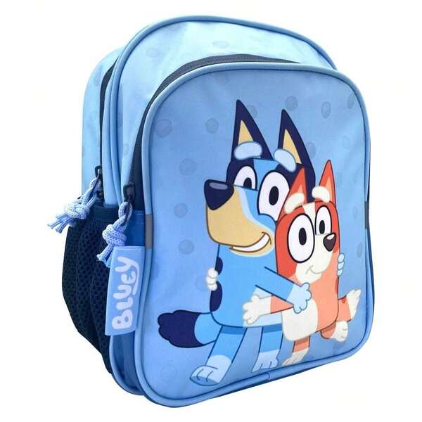 BBC Studios Bluey Children's School Backpack, 21x26x10 Cm, Main Compartment With Zipper, Side Mesh Bottle Pocket, Top Handle And Pull Tabs