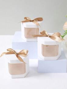 10/5 Pcs Hexagonal Window Kraft Gift Boxes Baking Packaging Boxes, Mini Cupcake Containers Ideal For Surprise Small Gifts, Weddings, Birthdays And Gender Reveal Parties Perfect For Party Favor Packaging And Decorative Use - View 7