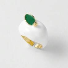 Cute Enamel Apple Adjustable Ring For Women Gold Plated Fruit Statement Open Ring Jewelry - Apple - View 11