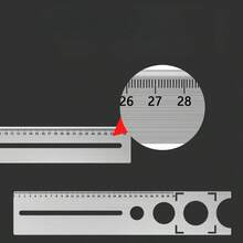 1 pieza Regla universal multifunción de acero inoxidable 304, herramienta de posicionamiento de perforación de precisión, localizador de azulejos y mármol, adecuada para herramienta universal de medición y marcado de azulejos de pared y piso, regla de ángulo de grado industrial - A - Ver 4