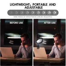 Juego de luz anular LED alimentado por USB con control remoto, luz anular ajustable para grabación de video, transmisión en vivo, reuniones en línea, trabajo remoto, maquillaje, selfie y creación de contenido, incluye soporte estable y soporte para teléfono, iluminación portátil para oficina en casa y estudio - Anillo de luz de 6 pulgadas + clip - Ver 5