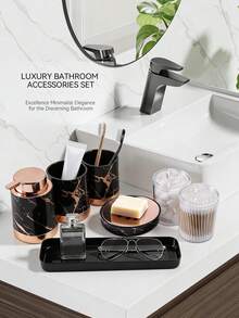 1/4/7PCS Marble Soap Dispenser For Bathroom Gold Soap Dispenser Pump Soap Dispenser For Kitchen Dish Soap Dispenser With Marble Pattern Liquid Hand Soap Dispenser Pump Bottle - Marble Version - View 7