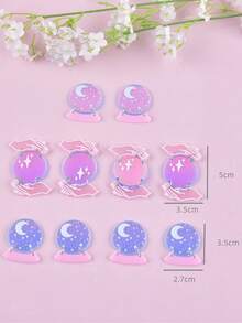 10pcs Mixed Sun & Moon Acrylic Jewelry Pendant Earring Necklace DIY Accessories For Women - Multicolor - View 8