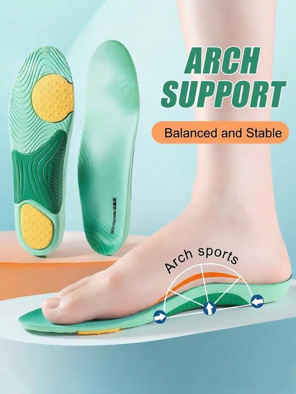 1 Pasang Sol Dalam Sepatu Olahraga EVA Penopang Lengkungan Hijau, Peredam Guncangan, Penyerap Keringat, Bantalan Sepatu Bernapas Sepanjang Kaki, Cocok Untuk Sepatu Sneaker, Sepatu Basket, dan Aksesori Alas Kaki Lainnya