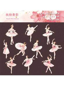 1 Pack 10 Sheets Ballet Girl Planner Stickers, Vintage Creative Aesthetic Decals, DIY Decoration Collage Craft Materials, Holiday Gift, Personalized Scrapbook School Stationery Supplies School Supplies - W.P. - View 15