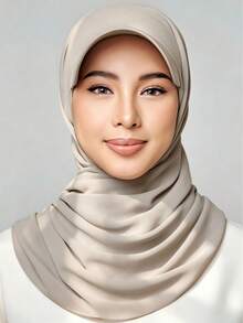 1件裝女款即穿式一體式高級針織針織面料希賈布，純色經典百搭阿拉伯風休閒棒球帽式頭巾，適合日常防曬、UV防護與涼感 - 淺米色 - 查看 4