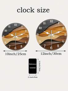 1pc 2D Wall Clock | Wooden Wave Pattern, Modern Minimalist Design, Suitable For Living Room, Bedroom, Office, Cafe, Restaurant Decor, Round Shape, Battery Not Included - A - View 6
