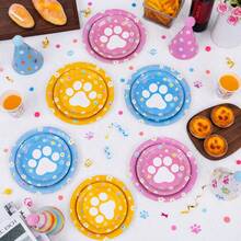 50/25/10pcs Pet Paw Print Disposable Paper Plates, Party Supplies, Suitable For 50 Guests, Disposable Paper Plates Party Tableware For Birthday, Wedding, Party, Family Picnic - View 1
