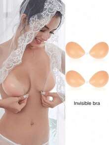 Women's Invisible Strapless Silicone Bra, Suitable For Strapless Dresses And Wedding Gowns, With Lifting Effect, Lightweight And Invisible - Light Beige - View 17