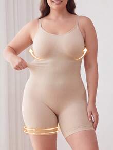 Celana Pendek Pembentuk Tubuh One-Piece untuk Wanita Ukuran Plus, Pengontrol Perut, Pengencang Pinggang, Penopang Payudara, Desain Pengangkat Bokong untuk Musim Panas - Aprikot - View 5
