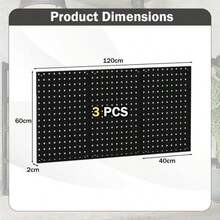 Wall-Mounted Pegboard Kit With 3 Pegboards For Garage Workshop-Black-XY156752 - TA10069NY - View 5