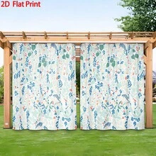 1pc/2 PC Outdoor Window Shade Including Hooks; Features Printed Blue And Red Plant Berries; Machine Washable; Suitable For Gazebos, Patios And Gardens - Printing - View 1