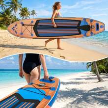 Stand Up Paddling Board 305cm Adults Inflatable Stand Up Paddle With All Accessories, For All Skill Levels, 200kg Load Capacity For 2 People - Brown Wood Grain Color - View 4