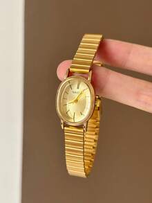 This Square Bamboo-Patterned Quartz Watch In Gold/Silver Is Suitable For Daily Wear, And Also Makes A Perfect Gift For Birthdays And Christmas. - Gold - View 6