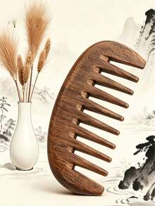 7-Tooth Sandalwood Portable Wide-Tooth Comb, Anti-Static Massage Comb For Curly Hair, Large-Tooth Comb For Home And Travel - Wooden Comb - View 4