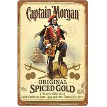 1件裝金屬裝飾牌 Captain Morgan 壁飾，適合男士專屬空間、酒吧、酒館、車庫、廚房、花園、浴室、辦公室、居家藝術海報，20.32x30.48 cm - 1PC - 查看 2