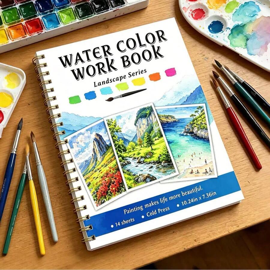 Spiral Bound Watercolor Floral Practice Book, Thick Paper, Beginner-Friendly Guide, Daily Art Practice,Enhancing Creativity, Beautifully Designed