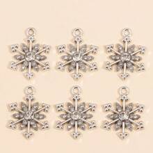 10Pcs Snowflake Series Pearl & Rhinestone Alloy Snowflake Pendants, Suitable For DIY Jewelry Making, Necklace Bracelet Earring Accessories, Christmas Holiday Decoration Gifts - Multicolor - View 37