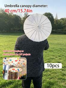 10件/5件/3件/1件 白色紙傘 婚禮裝飾傘 Ins風 手作油紙傘 DIY手工 舞台道具 派對裝飾 防曬 婚禮季拍照道具 - 多色 - 查看 14