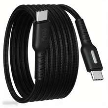 240W Type-C 快充編織 USB 轉 USB-C 數據線，相容 、 及其他智慧型手機、平板電腦、筆記型電腦 USB-C 充電線 - 黑色 - View 6