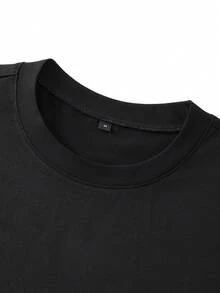 Men's Spring/Autumn Fashion Versatile Daily Commute Design Crew Neck Long Sleeve T-Shirt With Pockets - Black - View 3
