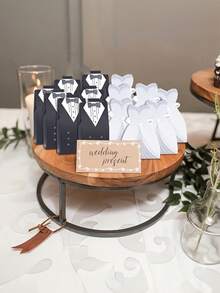 60pcs(30pcs Wedding Dress+30pcs Suit)Wedding Dress Gift Box Tuxedo Bride And Bridegroom Wedding Treat Bags Candy Chocolate Gift Box Creative Vintage Wedding Bulk With Ribbon For Bridal Shower Guests Decoration Party Supplies Wedding Party - Multicolor - View 7