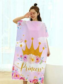 1 pieza Toalla de baño con capucha con patrón de corona de princesa rosa y dorado, estilo moderno de fibra ultrafina rectangular absorbente, capa de cambio multifuncional, toalla de baño adecuada para baño interior, playa exterior, toalla de baño, bata de baño, adecuada para parejas y temporada de bodas y mejores amigos, amigos, familia, regalos de cumpleaños y regalos de vacaciones - Multicolor - Ver 7